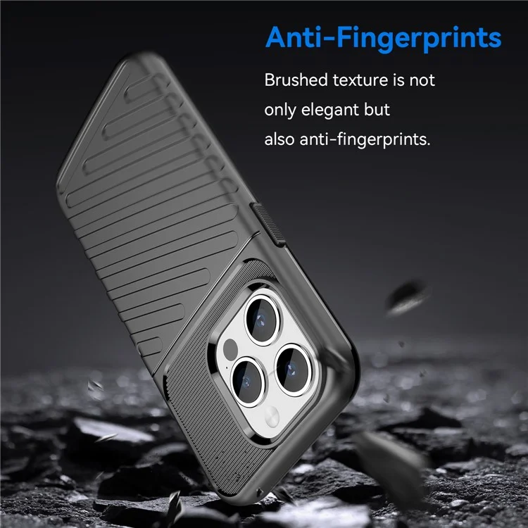 Thunder Series For iPhone 15 Pro Max Twill Texture Anti-scratch Cover Thicken TPU Phone Case - Black