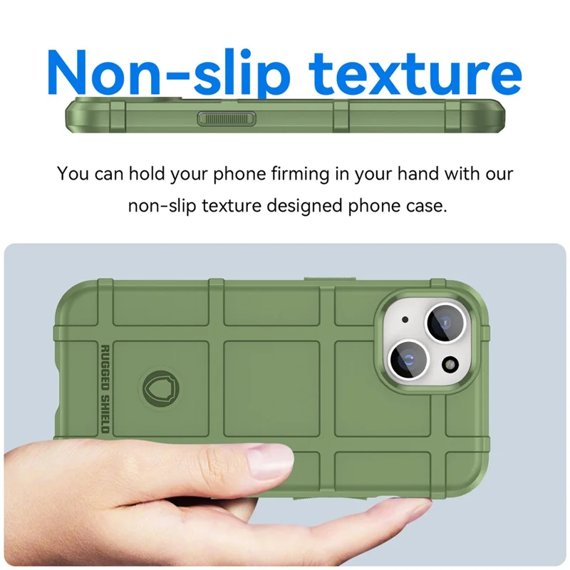 For iPhone 15 Soft TPU Phone Case Square Grid Texture Shockproof Phone Cover - Green