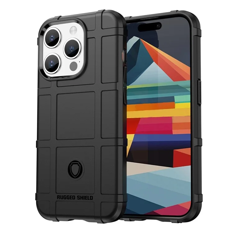 Чехол для iPhone 15 Pro с квадратной сетчатой фактурой из ТПУ, противоударный, черный
