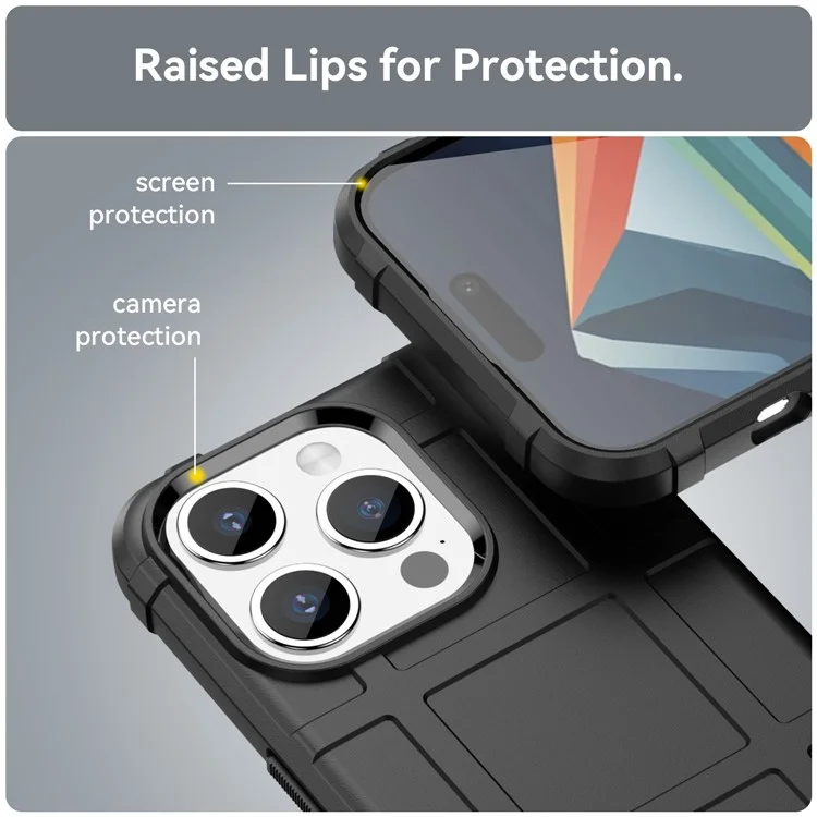 Чехол для iPhone 15 Pro с квадратной сетчатой фактурой из ТПУ, противоударный, черный
