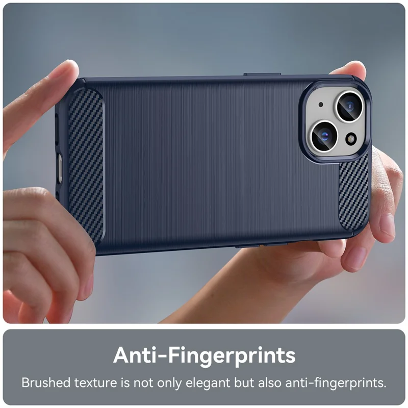 Carbon Fiber Texture Brushed TPU Case for iPhone 15 Plus , Scratch-resistant Phone Cover - Blue