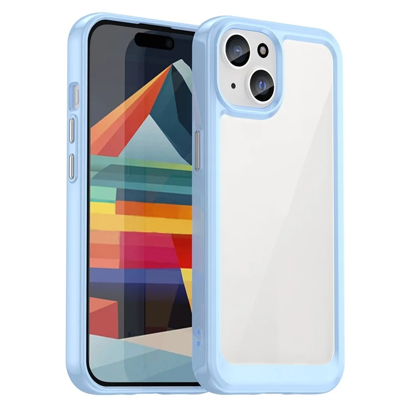 For iPhone 15 Plus TPU+Acrylic Anti-fall Mobile Phone Back Cover Clear Protective Case - Blue