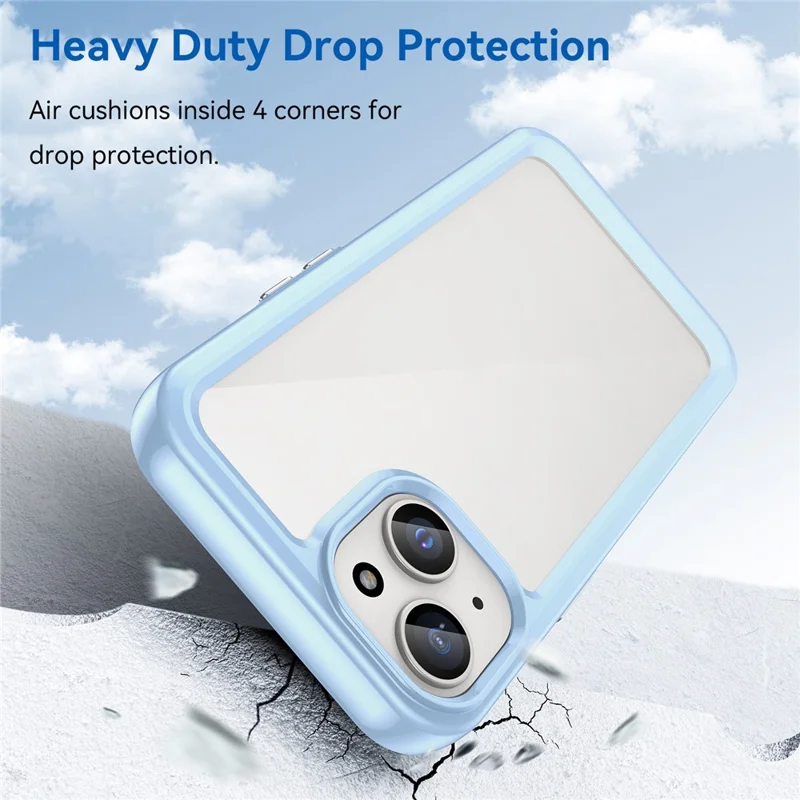 For iPhone 15 Plus TPU+Acrylic Anti-fall Mobile Phone Back Cover Clear Protective Case - Blue