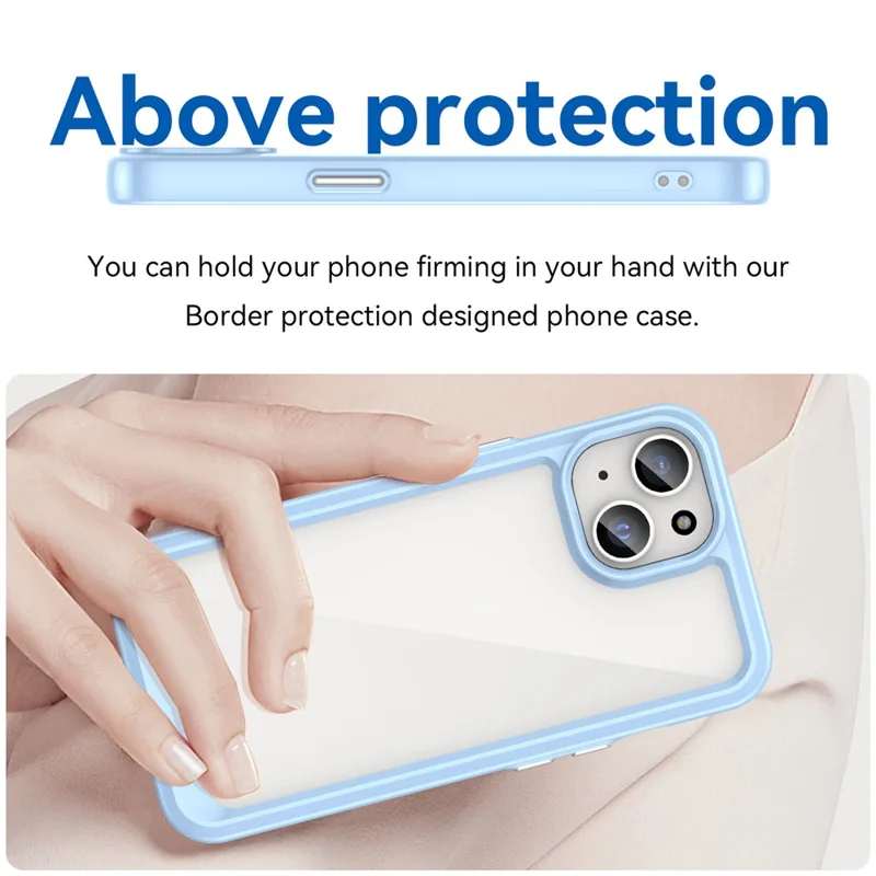 For iPhone 15 Plus TPU+Acrylic Anti-fall Mobile Phone Back Cover Clear Protective Case - Blue