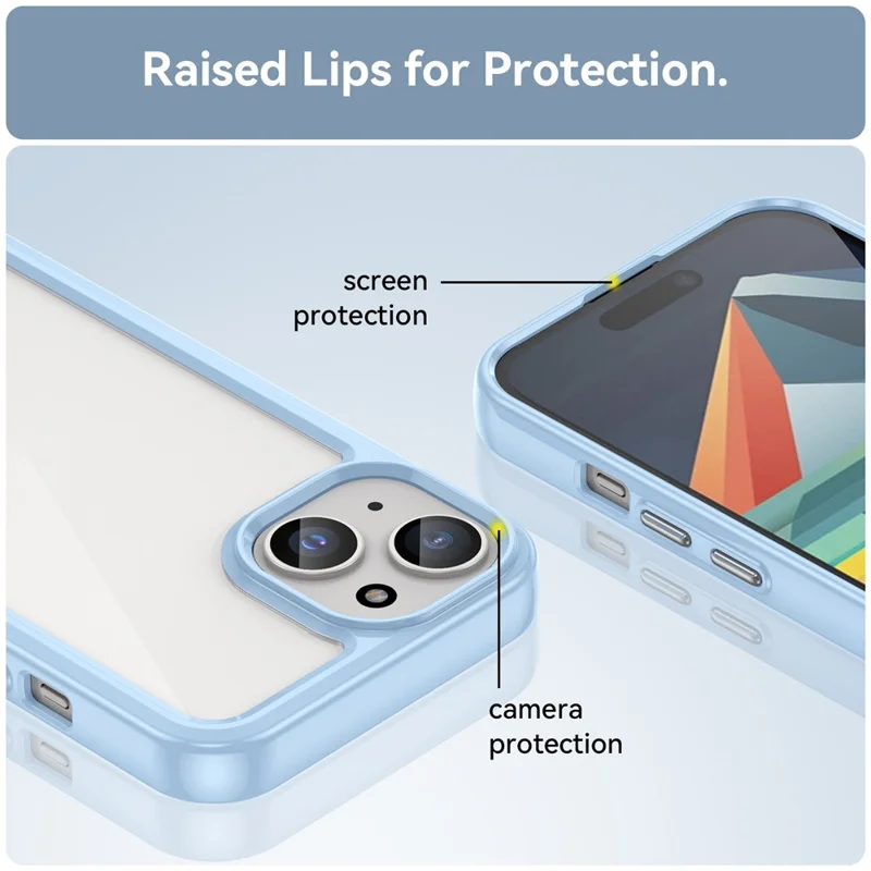 For iPhone 15 Plus TPU+Acrylic Anti-fall Mobile Phone Back Cover Clear Protective Case - Blue