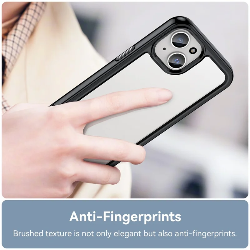 For iPhone 15 Plus TPU+Acrylic Anti-fall Mobile Phone Back Cover Clear Protective Case - Black