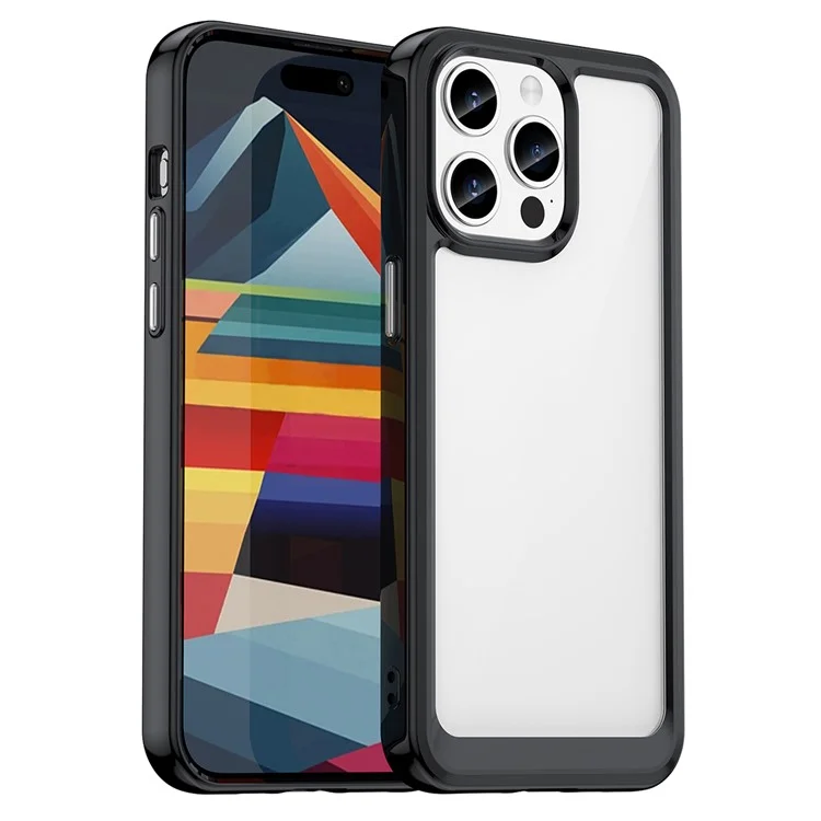 Funda Protectora de TPU+Acrílico para iPhone 15 Pro Max, Transparente - Negro