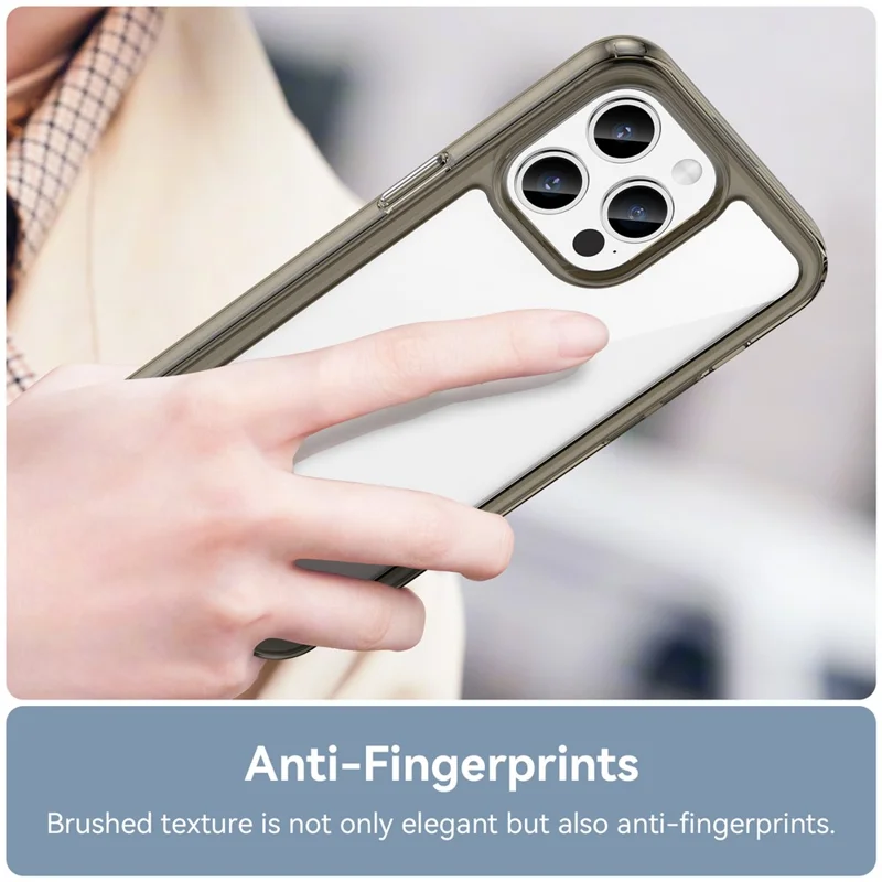 Para iPhone 15 Pro Capa Protetora de Telefone Celular Transparente Cinza - TPU+Acrílico à Prova de Choque