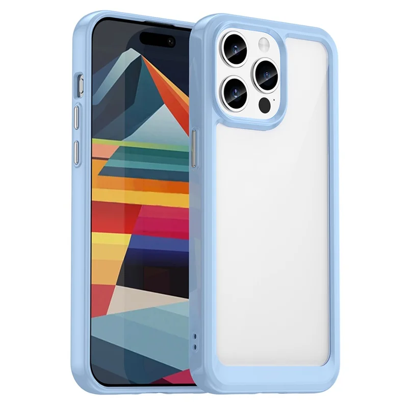 Для iPhone 15 Pro TPU+Акриловый ударопрочный чехол для мобильного телефона с прозрачной защитной крышкой - синий