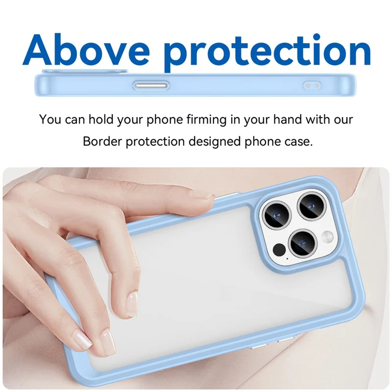 Для iPhone 15 Pro TPU+Акриловый ударопрочный чехол для мобильного телефона с прозрачной защитной крышкой - синий