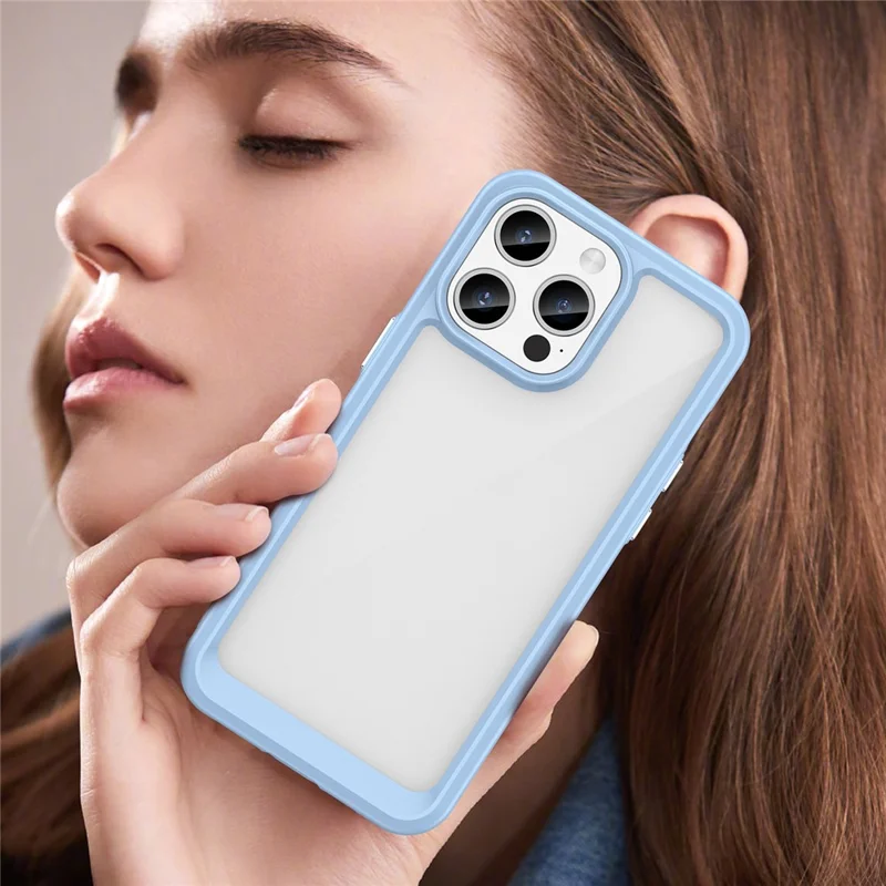 Для iPhone 15 Pro TPU+Акриловый ударопрочный чехол для мобильного телефона с прозрачной защитной крышкой - синий