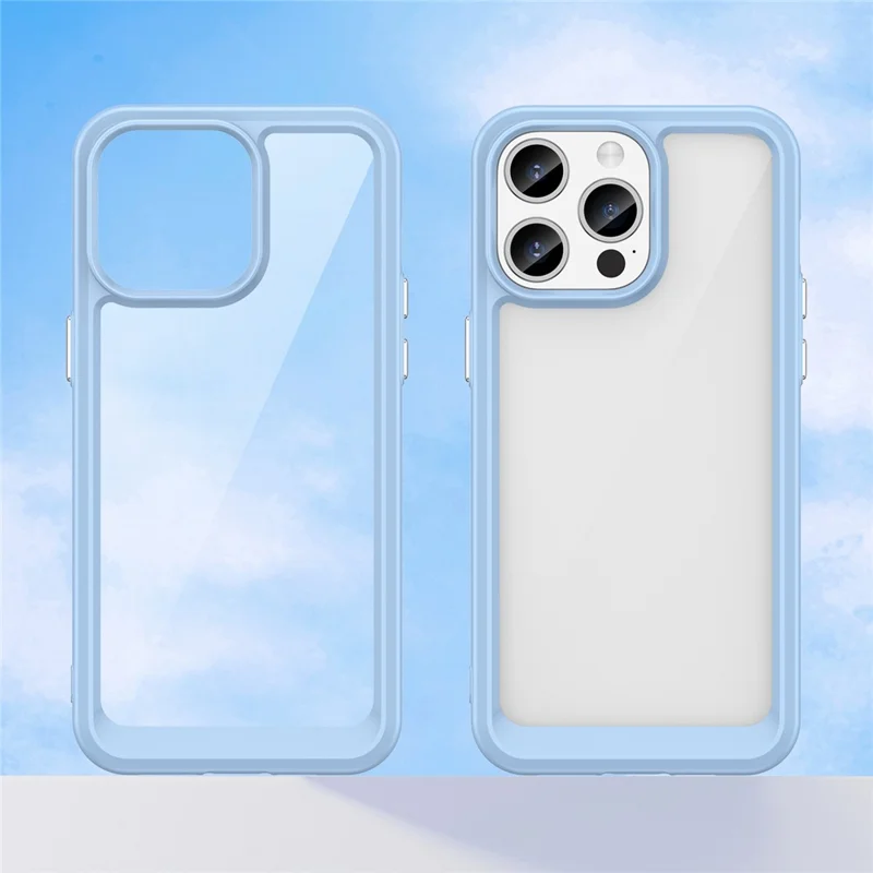 Для iPhone 15 Pro TPU+Акриловый ударопрочный чехол для мобильного телефона с прозрачной защитной крышкой - синий