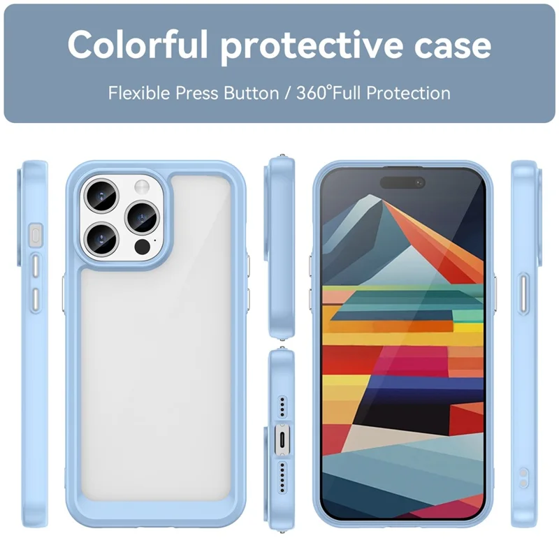 Для iPhone 15 Pro TPU+Акриловый ударопрочный чехол для мобильного телефона с прозрачной защитной крышкой - синий