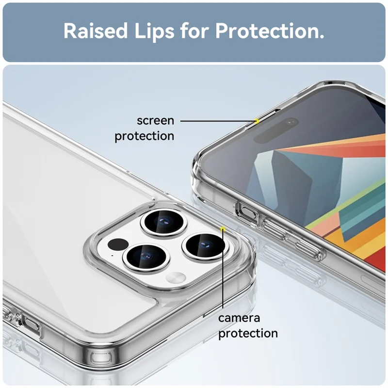 Para iPhone 15 Pro Funda Protectora de Teléfono Móvil de TPU+Acrílico a Prueba de Golpes - Transparente