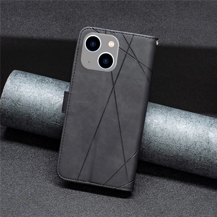BINFEN COLOR BF05 Pour iPhone 15 Plus Étui en cuir PU Anti-Rayures Coque de téléphone Motif Imprimé Portefeuille - Noir