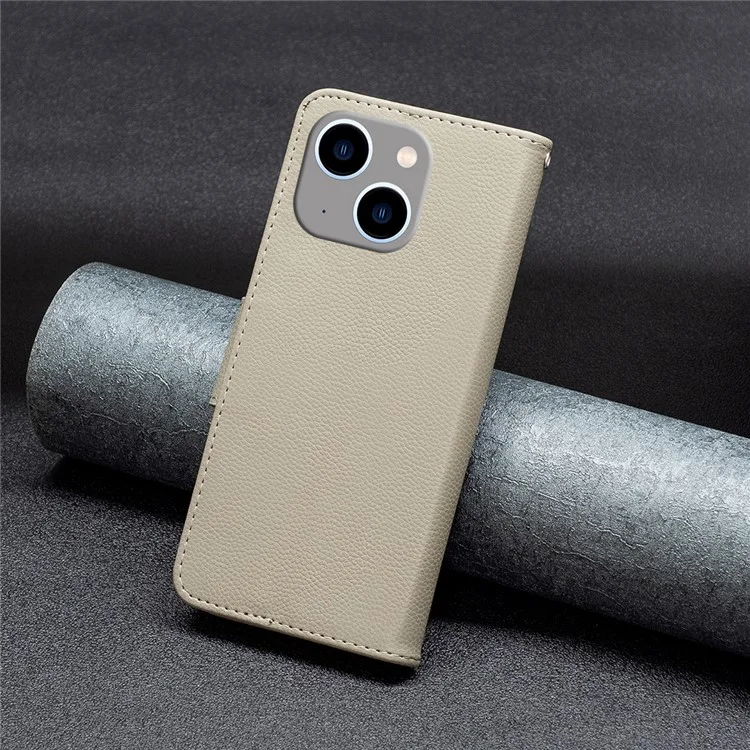 Funda de teléfono móvil a prueba de polvo con textura de piel de cordero para iPhone 15 Plus - Gris
