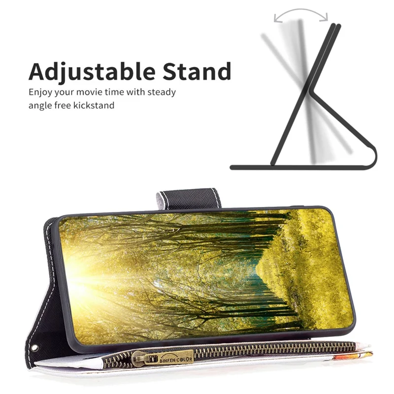 BF03 PU Leather Zipper Pocket Phone Case per iPhone 15, Pattern Printing Stand Wallet Cover - Due Farfalle