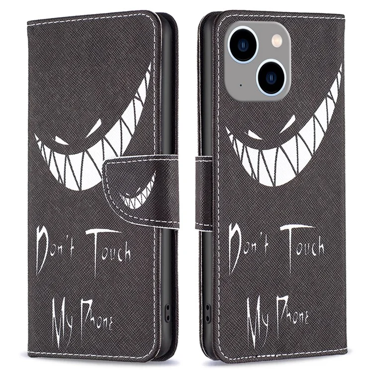 Pattern Printing Phone Leather Case für iPhone 15 Plus, Stand Wallet Full Protection Cover - Fass mein Telefon nicht an
