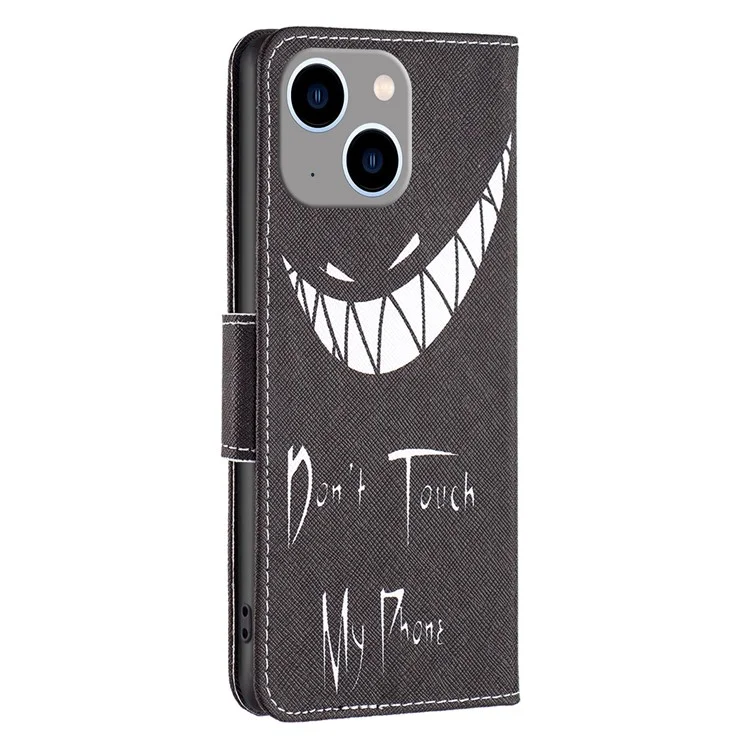 Pattern Printing Phone Leather Case für iPhone 15 Plus, Stand Wallet Full Protection Cover - Fass mein Telefon nicht an