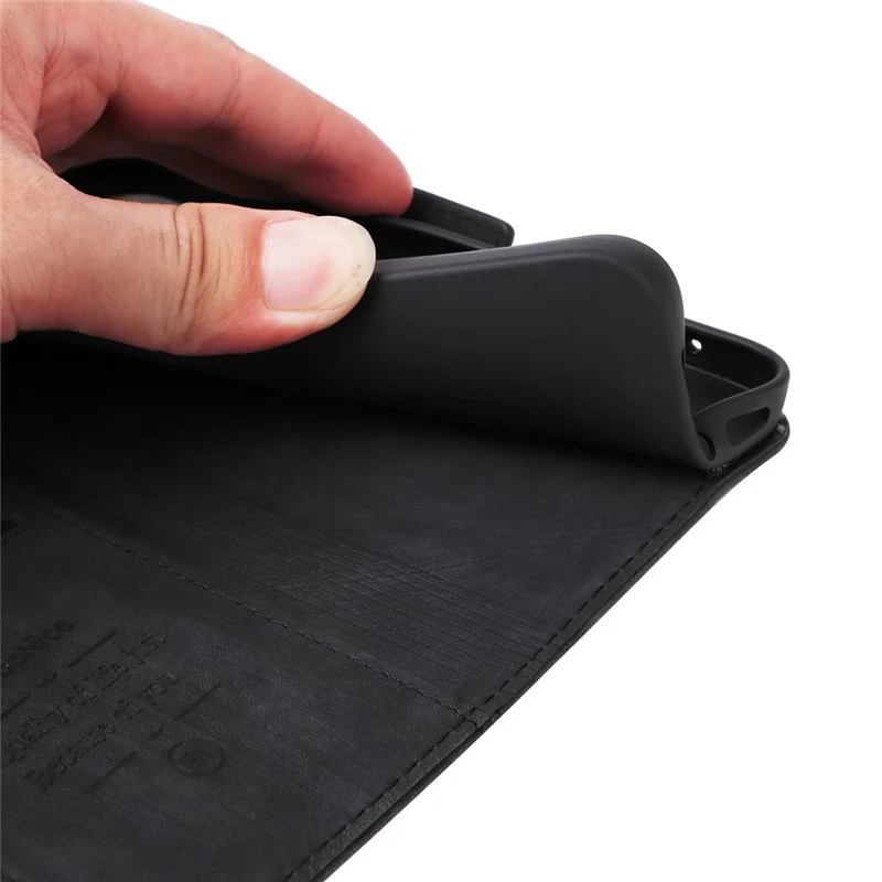 BETOPNICE 001 Pour iPhone 15 Plus Coque de protection en PU résistante aux chocs avec support Multifonctionnelle Portefeuille Étui de téléphone - Noir