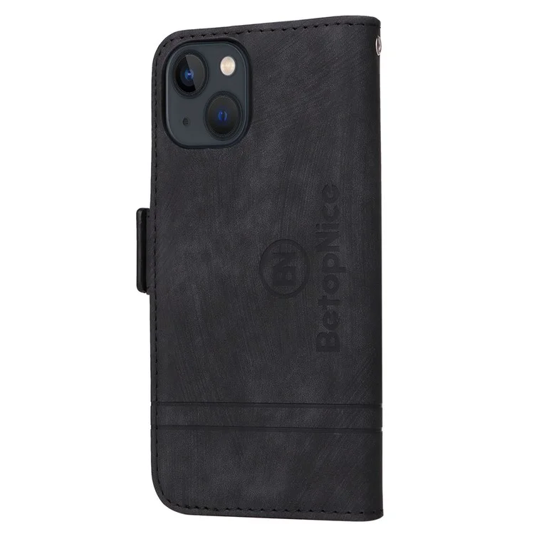BETOPNICE 001 Custodia portafoglio per iPhone 15 Smartphone Cover Custodia per cellulare Custodia antiurto in pelle PU con supporto - Nero