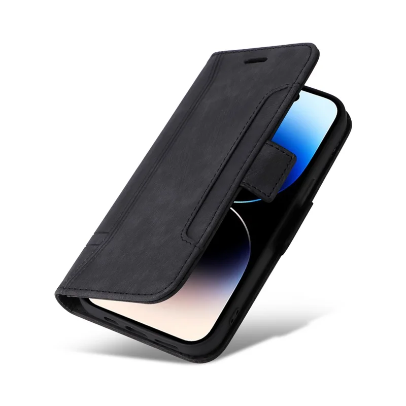 BETOPNICE 001 Schutzhülle für iPhone 15 Pro Max Handy - Stoßfestes PU-Leder-Standhülle mit Kartenfächern - Schwarz