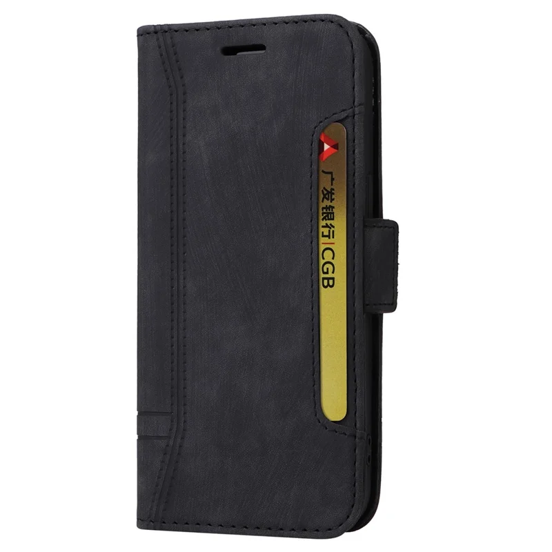 BETOPNICE 001 Schutzhülle für iPhone 15 Pro Max Handy - Stoßfestes PU-Leder-Standhülle mit Kartenfächern - Schwarz