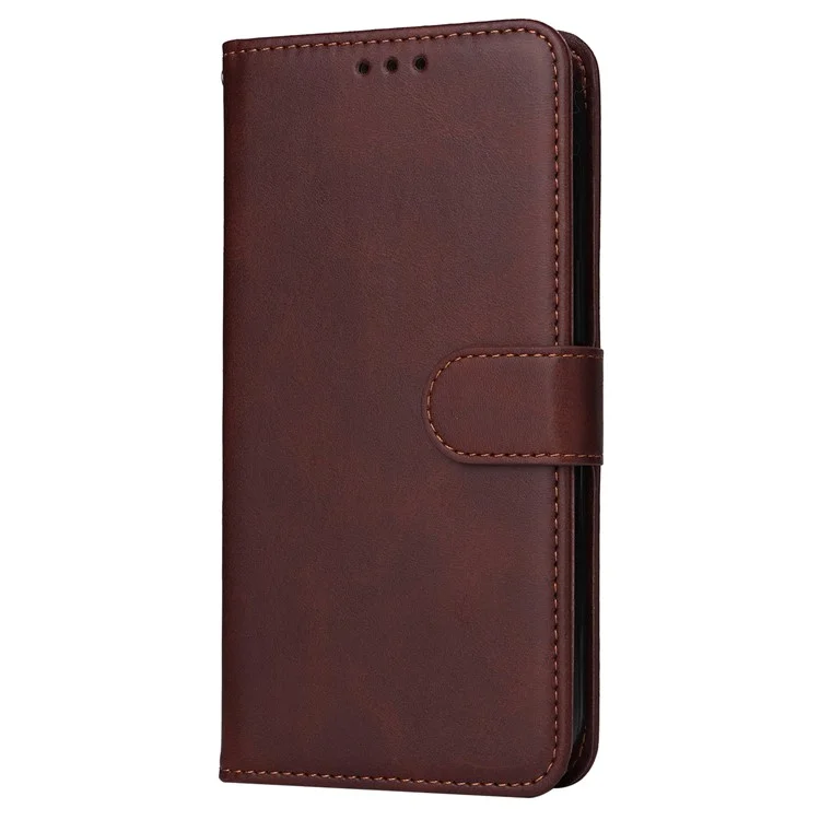 Für iPhone 15 Pro Wallet Phone Case Anti-Scratch PU Leder Kalbleder-Textur Flip Stand Phone Shell Cover - Braun