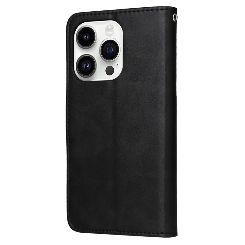 Для iPhone 15 Pro Max Ударопрочный чехол-книжка из кожи под замшу с PU-кожей - Черный