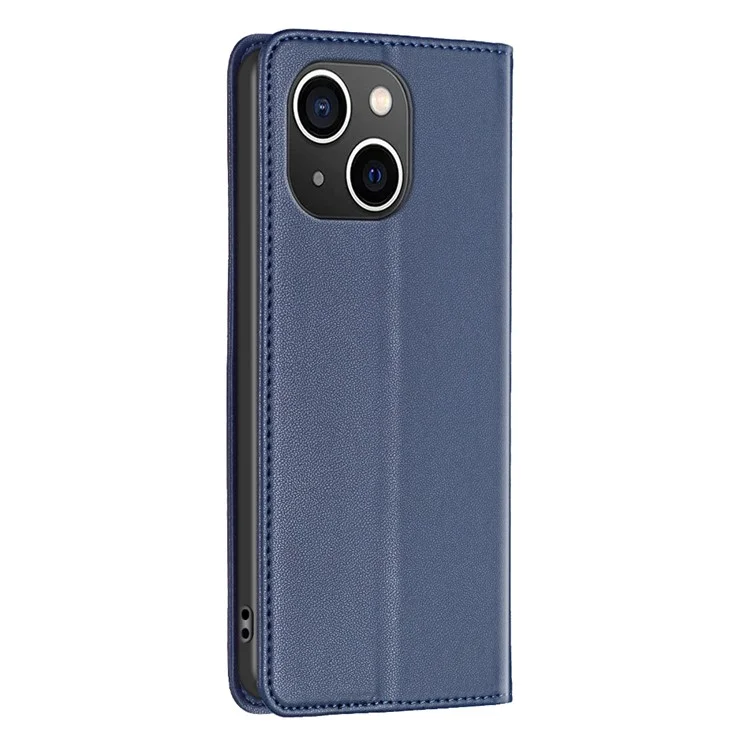 BINFEN COLOR BF18 For iPhone 15 PU Leather Card Holder Cover Flip Stand Phone Case - Blue