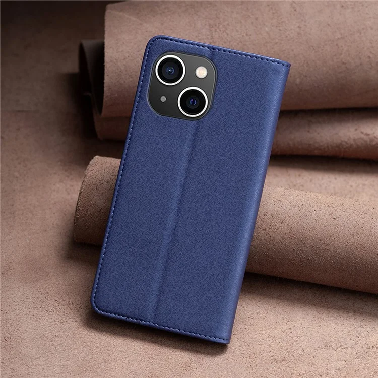 BINFEN COLOR BF18 For iPhone 15 PU Leather Card Holder Cover Flip Stand Phone Case - Blue