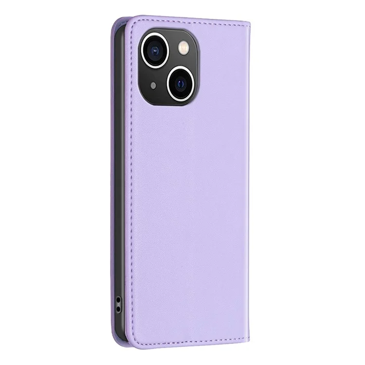 BINFEN COLOR BF18 PU Leather Cover for iPhone 15 Plus Card Holder Phone Case with Stand - Purple