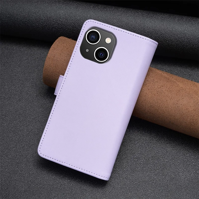 BF Style-19 Кожаный чехол-бумажник с подставкой для iPhone 15, фиолетовый