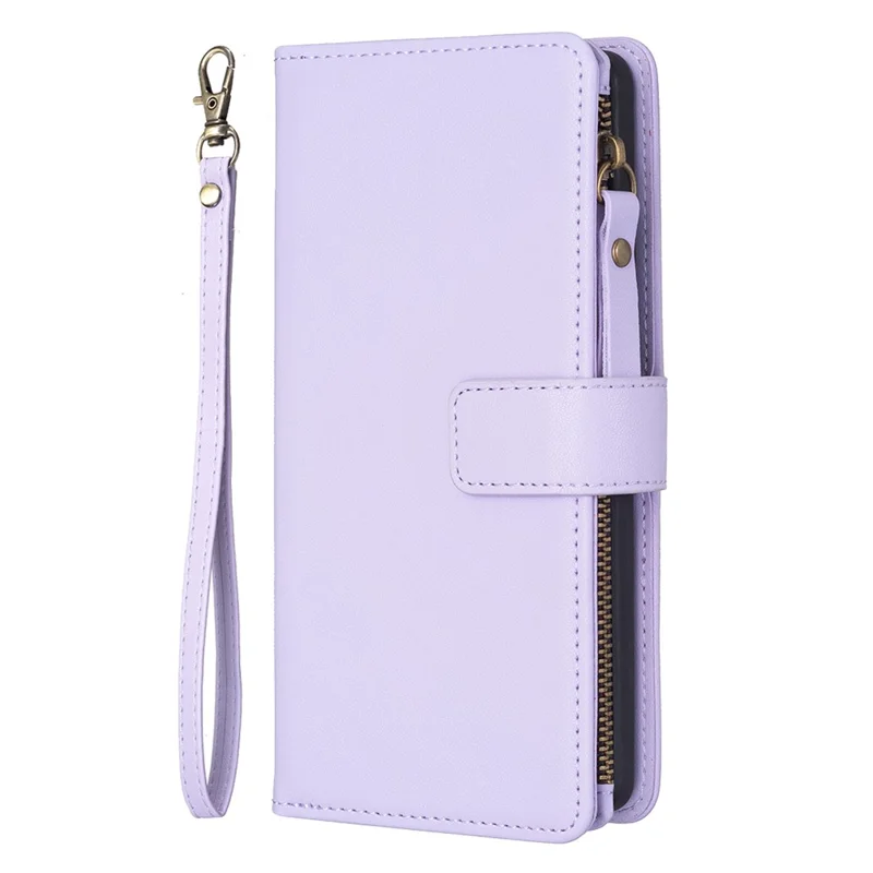 BF Style-19 Кожаный чехол-бумажник с подставкой для iPhone 15, фиолетовый