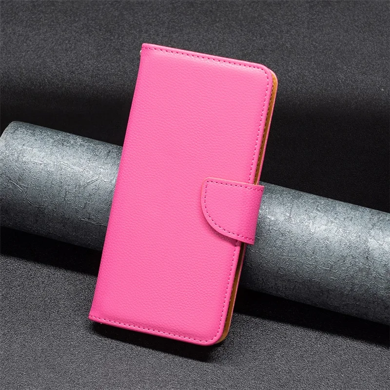 For iPhone 15 Pro Max Wallet Case with Wrist Strap Litchi Texture Leather Phone Stand Cover - Rose
