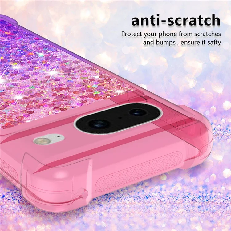 For Google Pixel 8 TPU Case Gradient Quicksand Phone Back Cover - Pink+Purple