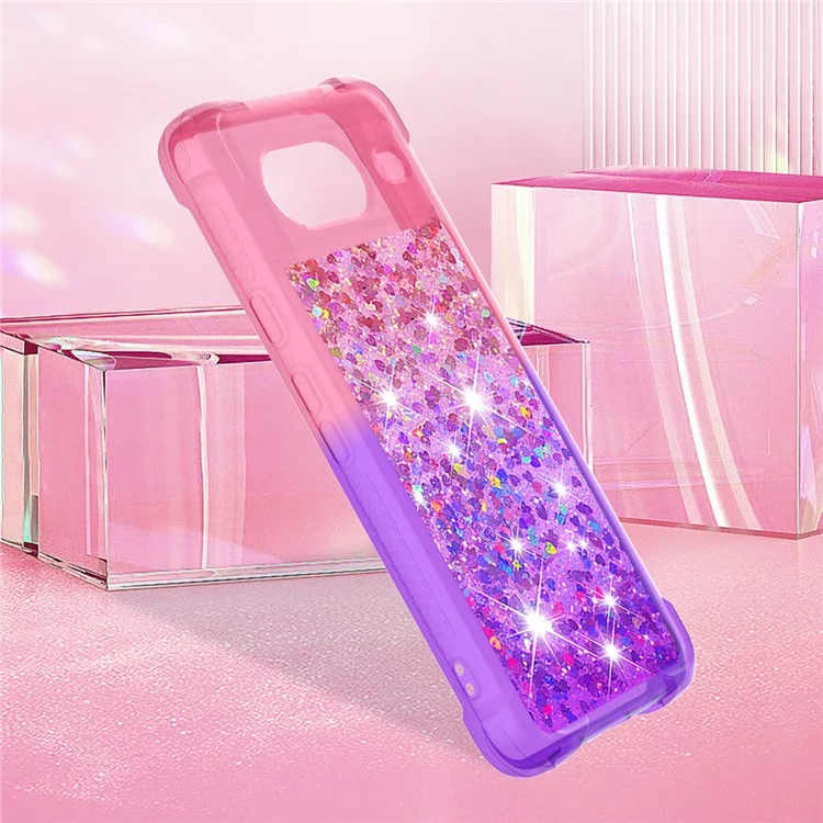 For Google Pixel 8 TPU Case Gradient Quicksand Phone Back Cover - Pink+Purple