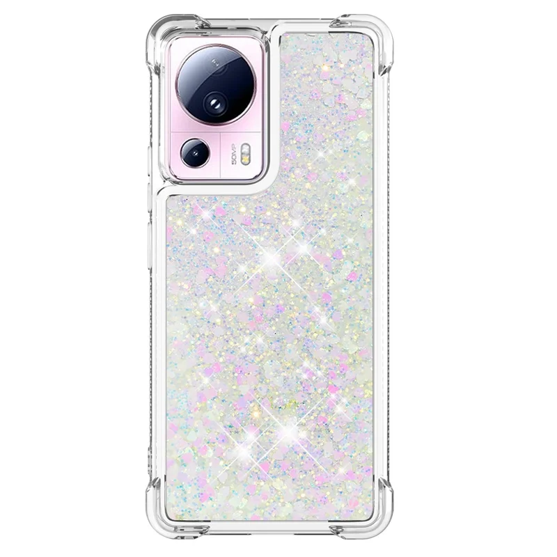 YB Quicksand Series-1 Para Xiaomi 13 Lite / Civi 2 5G TPU Soft TPU Bling Liquel Bling Sluglipling Pole Tape - Laser / Corações