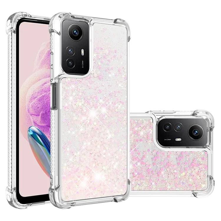 For Xiaomi Redmi Note 12S 4G / Note 11S 4G / Note 11 4G (Qualcomm) TPU Case Glitter Quicksand Shockproof Phone Back Cover - Pink / Pentagrams