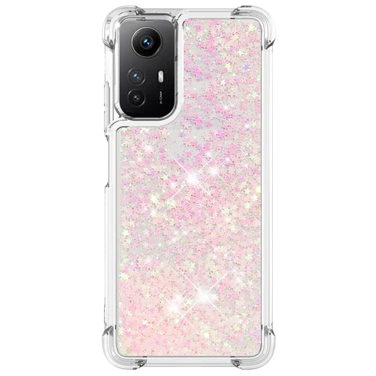 For Xiaomi Redmi Note 12S 4G / Note 11S 4G / Note 11 4G (Qualcomm) TPU Case Glitter Quicksand Shockproof Phone Back Cover - Pink / Pentagrams