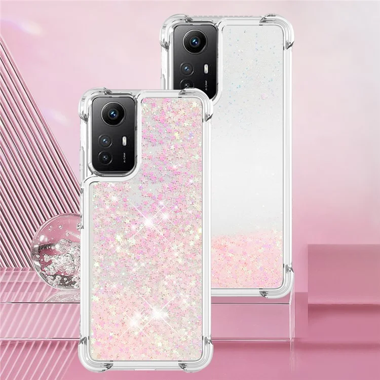For Xiaomi Redmi Note 12S 4G / Note 11S 4G / Note 11 4G (Qualcomm) TPU Case Glitter Quicksand Shockproof Phone Back Cover - Pink / Pentagrams