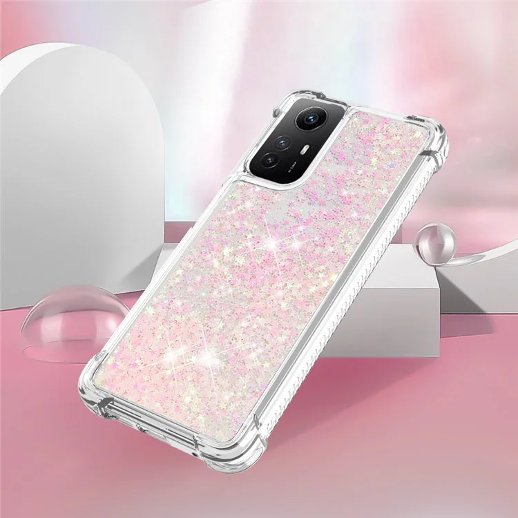 For Xiaomi Redmi Note 12S 4G / Note 11S 4G / Note 11 4G (Qualcomm) TPU Case Glitter Quicksand Shockproof Phone Back Cover - Pink / Pentagrams