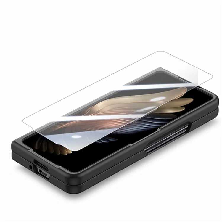 Pour Samsung Galaxy Z Fold5 5G Skin-Touch Phone Case Hard PC Folding Phone Case with Tempered Glass Film - Noir