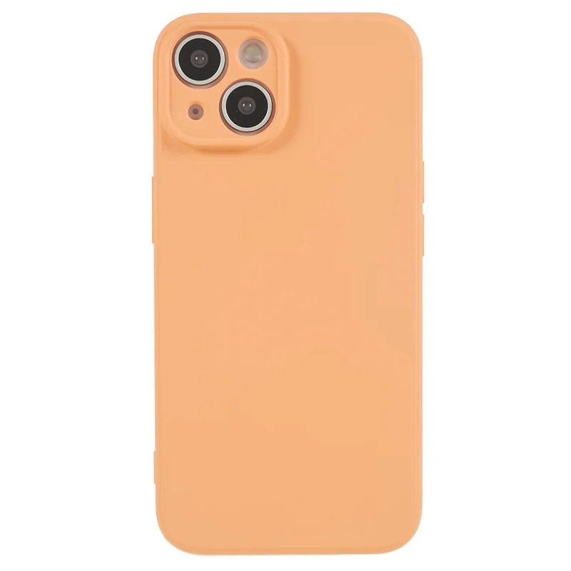 Fiber Lining Shell for iPhone 15 Candy Color Anti-Drop TPU Phone Case Rubberized Phone Cover - Orange
