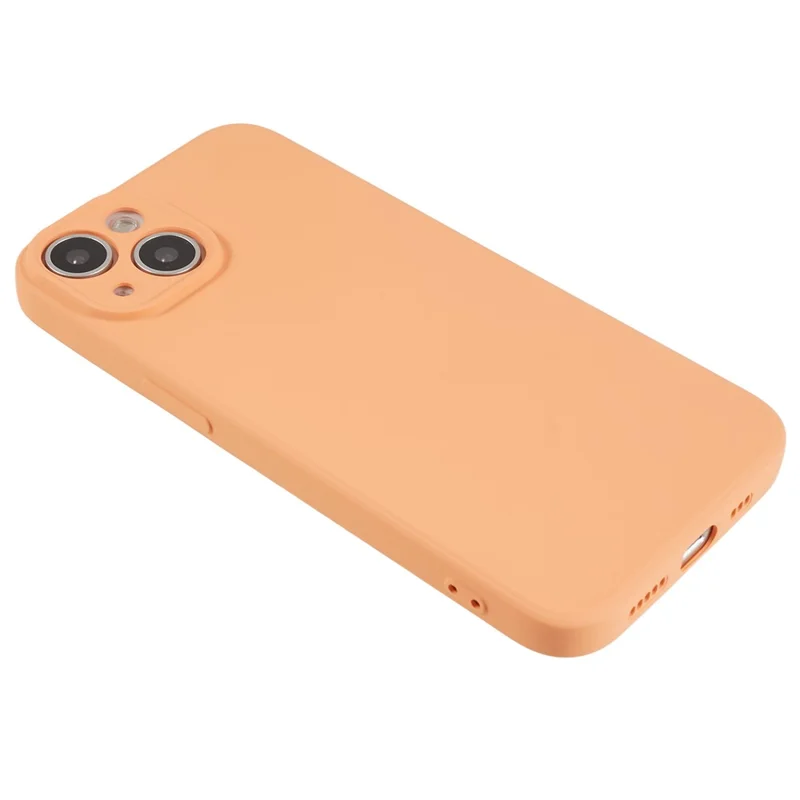 Fiber Lining Shell for iPhone 15 Candy Color Anti-Drop TPU Phone Case Rubberized Phone Cover - Orange