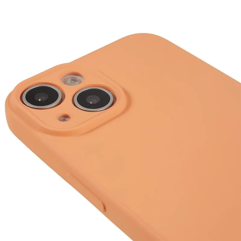 Fiber Lining Shell for iPhone 15 Candy Color Anti-Drop TPU Phone Case Rubberized Phone Cover - Orange