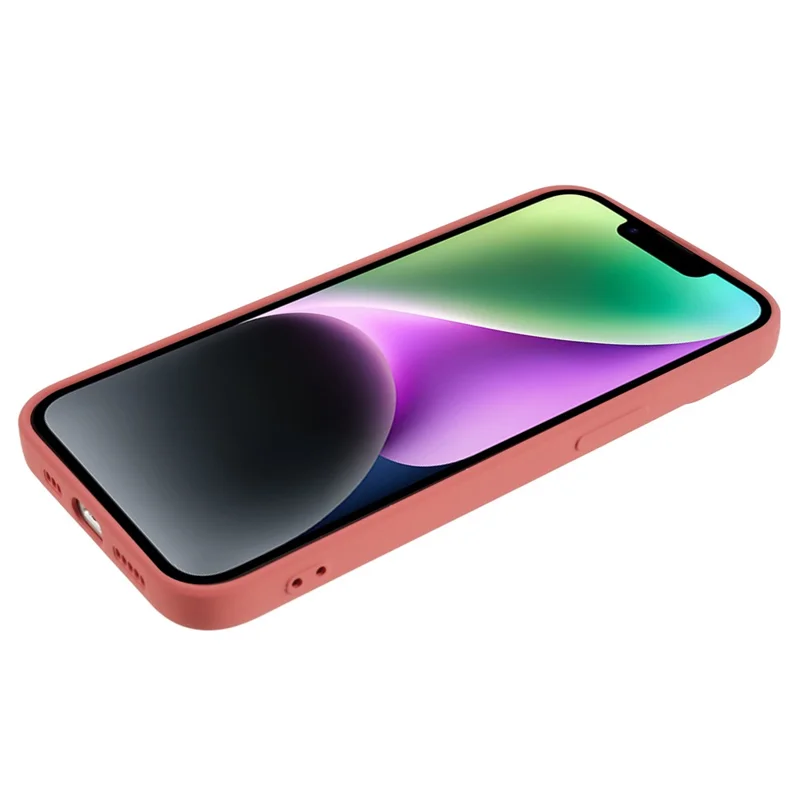 Funda para iPhone 15 con revestimiento de fibra y color caramelo, anti-caídas, de TPU con superficie de goma - Rojo espino