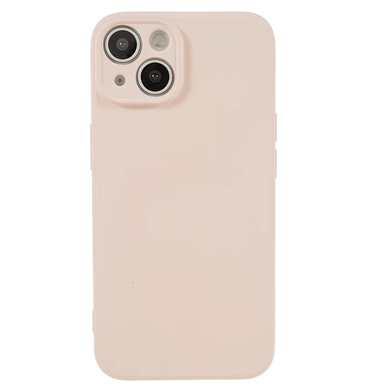 Fiber Lining Shell for iPhone 15 Candy Color Anti-Drop TPU Phone Case Rubberized Phone Cover - Pink