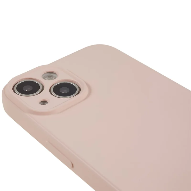 Fiber Lining Shell for iPhone 15 Candy Color Anti-Drop TPU Phone Case Rubberized Phone Cover - Pink