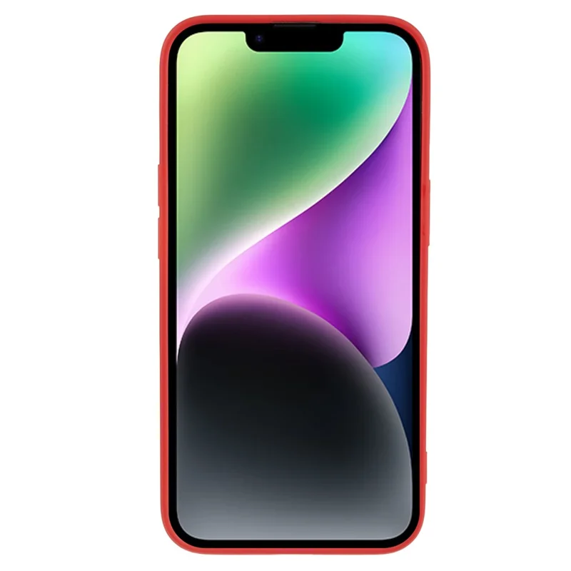 Fiber Lining Shell for iPhone 15 Candy Color Anti-Drop TPU Phone Case Rubberized Phone Cover - Red